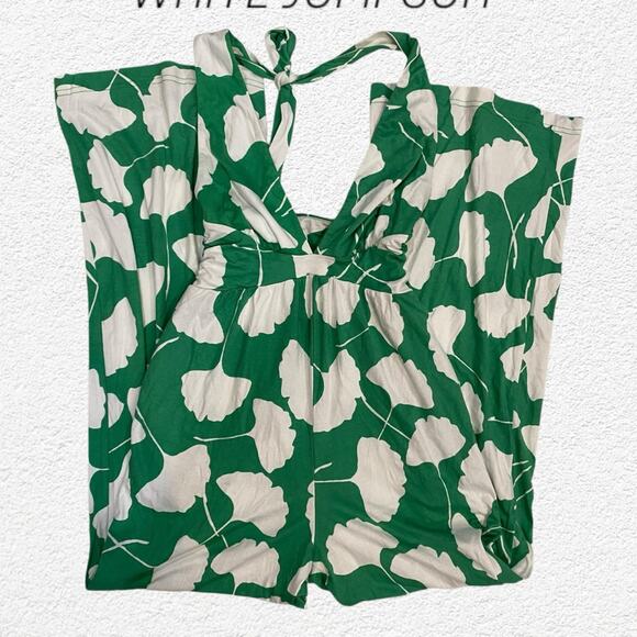 Diane Von Furstenberg for Target Green/White Tie Over the Head Jumpsuit Size XS - Picture 1 of 7
